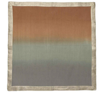 The Kim Seybert Dip Dye Napkins - Earthtones (Set of 4) feature a square shape with a brown-to-green-to-gray gradient and metallic foil trim.