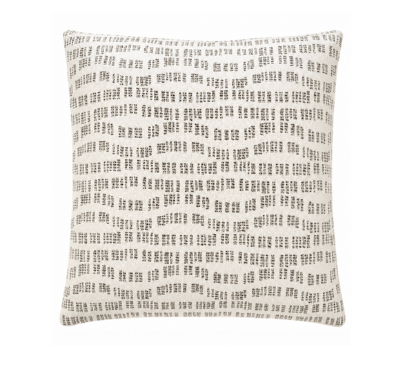 The Pebble Path Linen Pillow by Decor Fifty-Five features a textured pattern of black and gray dashed lines on cream, giving your space a subtle modern geometric accent.