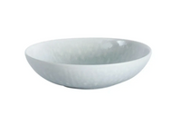 Round, shallow Jars - Rosenthal Tourron Dinnerware - Opale stoneware bowl with a pale, mottled light blue glaze.