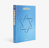 A light blue Assouline Symbols of Judaism hardcover book featuring a debossed Star of David on the cover and gold text detailing various religious symbols.