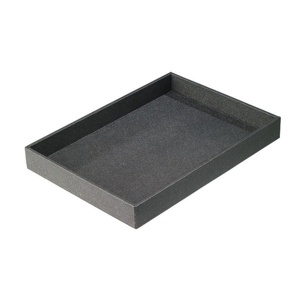 The Bodrum Skate Rectangle Tray is a black rectangular serving tray with raised edges, shown on a white background.