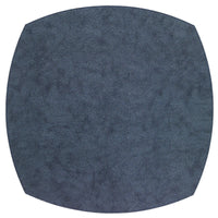The Bodrum Stingray Elliptic Square Placemat Set of 4 features large, dark blue, slightly textured phthalate-free vinyl mats with curved edges for a modern, stylish, and safe addition to your table.