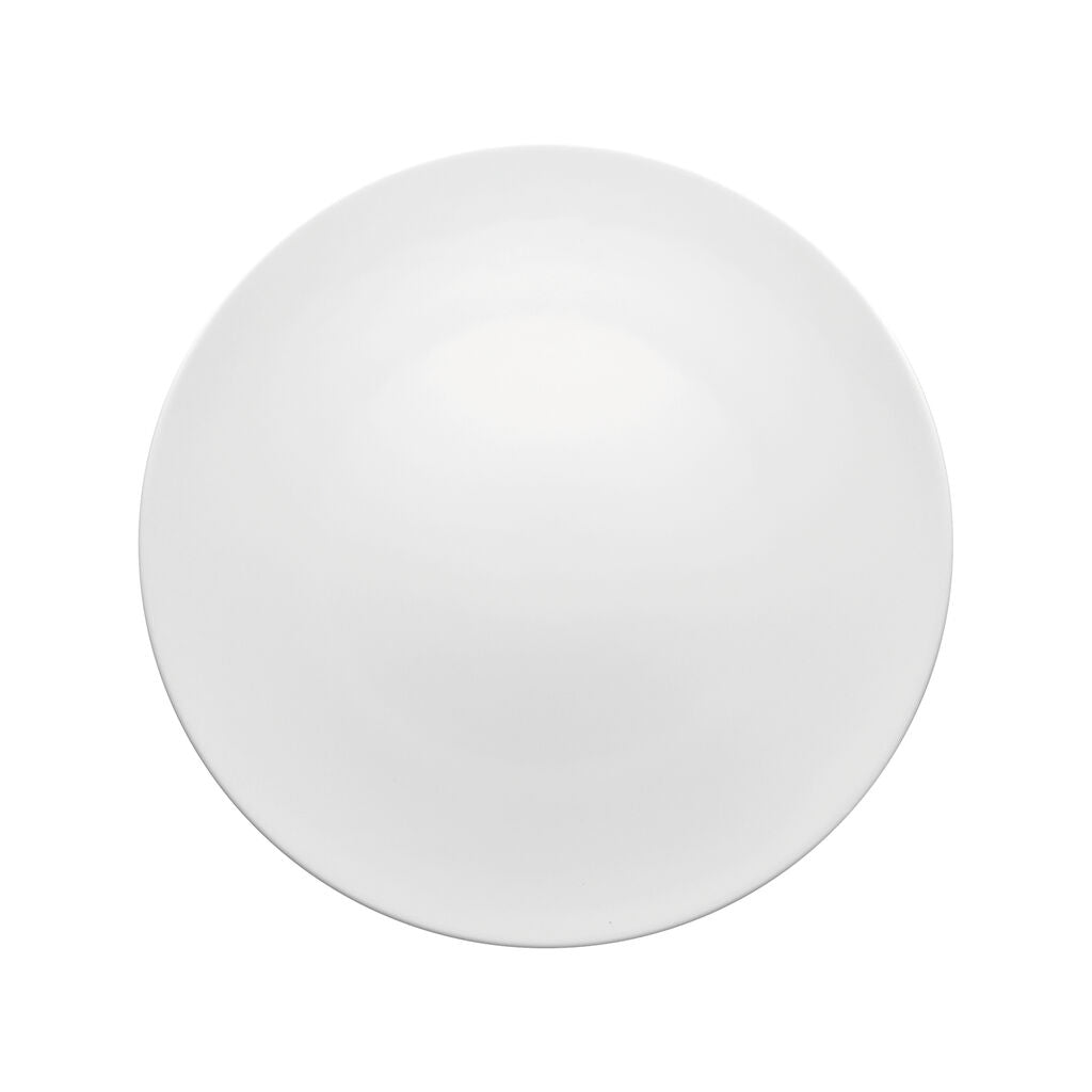 The Tac 02 White Dinnerware by Jars - Rosenthal is a modern, round ceramic plate in classic white porcelain, viewed from above on a white background, highlighting its timeless style.