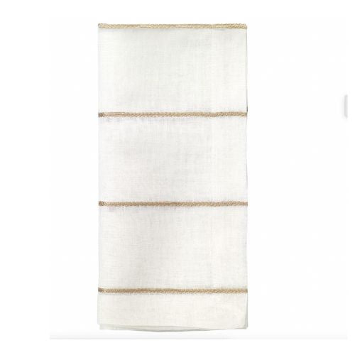 A Metallic Thread Napkin Gold from Bodrum, part of a set of 4, features refined gold metallic accents and stitched edges, displayed neatly folded against a plain white background.