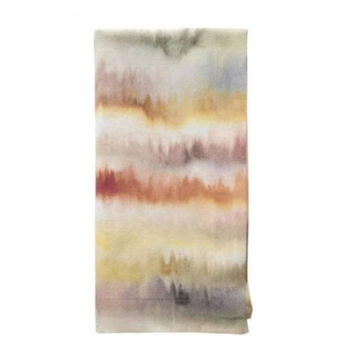 The Bodrum Aria Napkin Desert Set of 4 features a soft, watercolor-style gradient in beige, yellow, orange, red, and gray—ideal for adding elegance to your holiday table. Machine washable for easy care.