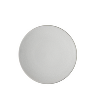 A plain, round, white ceramic plate from the Jars - Rosenthal Tourron Dinnerware Neige collection, handmade in France and photographed from above on a white background for a timeless look.