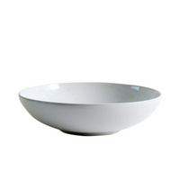 The Jars - Rosenthal Tourron Dinnerware Neige features a handmade, shallow white ceramic bowl with a smooth surface, crafted in France and shown on a white background.