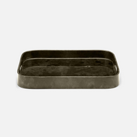 The Blue Pheasant Nelson Vellum Grey Bar Tray features a rectangular design with rounded corners and slightly raised edges, making it a stylish addition to your bar décor. The tray is shown against a plain white background.