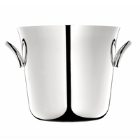 The Christofle Vertigo Silver Plated Champagne Cooler features two elegant curved handles on either side and is set against a white background.