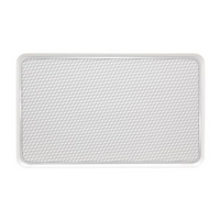 The Trasso Dinnerware tray by Vista Alegre is a rectangular white piece with slightly raised edges and a mesh-like crisscross inner pattern, reflecting the collection’s modern geometric design.