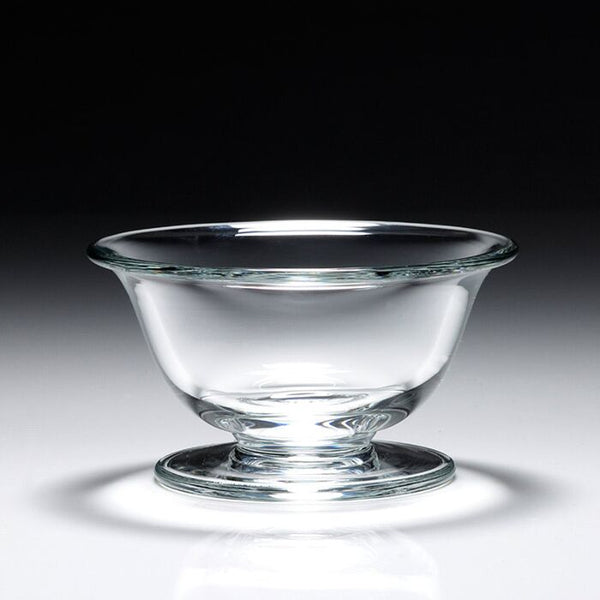 The William Yeoward Alice Bowl, a clear handmade crystal piece with a wide rim and short pedestal base, adds Georgian-inspired elegance to any dessert presentation.