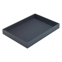 The Bodrum Wicker Rectangle Tray Black is a rectangular serving tray in dark gray with raised edges and a phthalate-free design, shown on a white background.