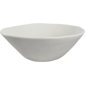 Hand-sculpted ceramic bowl by Tina Frey, the Sculpt Tapered Bowl White features an organic-shaped rim and elegant design—perfect for any space.