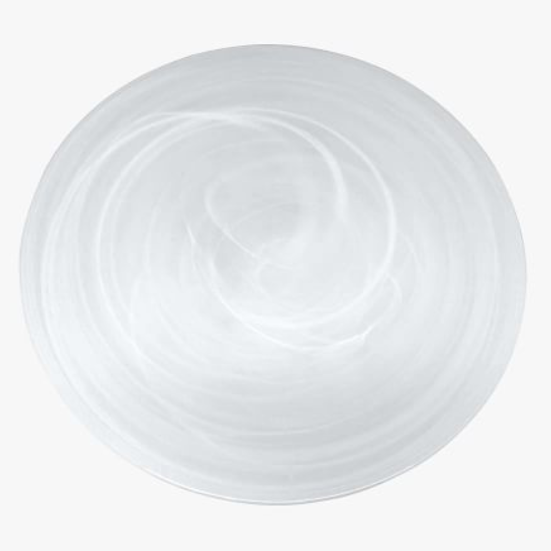 A round, empty, silver pizza tray with a subtle swirled pattern is shown from above on white—perfect to pair with Mariposa's Swirl Alabaster Dinnerware White Set of 4 for effortless cleanup.