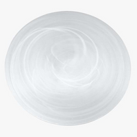 A round, empty, silver pizza tray with a subtle swirled pattern is shown from above on white—perfect to pair with Mariposa's Swirl Alabaster Dinnerware White Set of 4 for effortless cleanup.