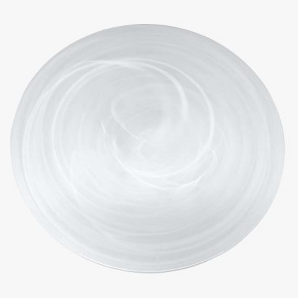 A round, empty, silver pizza tray with a subtle swirled pattern is shown from above on white—perfect to pair with Mariposa's Swirl Alabaster Dinnerware White Set of 4 for effortless cleanup.