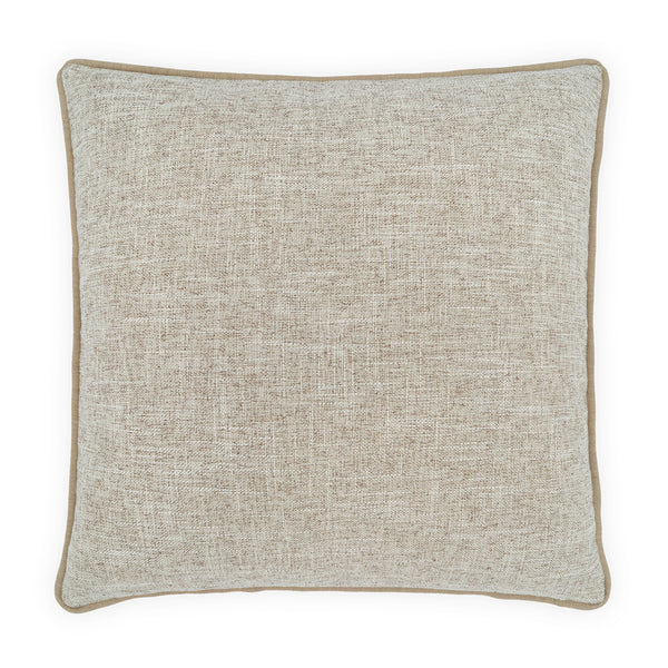 The D.V. KAP / Canaan Company Outdoor Pillow Kokomo Oak 22 x 22 is a beige, square, weather-resistant cushion with textured fabric and rounded edges—ideal for patios. Shown on a white background.