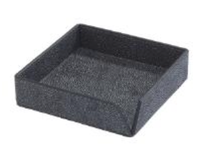 The Bodrum Cocktail Napkin Stingray Box Charcoal is a stylish, square, black tray with short sides and an open front—ideal for organizing cocktail napkins or papers on your desk.