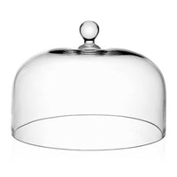 Introducing the William Yeoward Classic Cake Dome 11″—a clear, handmade crystal cloche featuring a round knob on top. This antique-inspired cake dome is ideal for covering and displaying food items such as cakes or cheese. Shown empty against a plain white background.