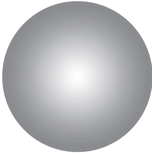 The Lacquer Placemat s/4 - Grey by Tisch New York features a smooth, shiny silver-gray finish with a bright center highlight and gradual edge shading, giving it a metallic, three-dimensional look.