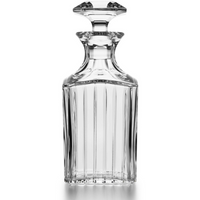 The Baccarat Harmonie Whiskey Decanter Square features vertical grooves and a faceted stopper, displayed upright on a white background—ideal for showcasing in a luxury gift box.