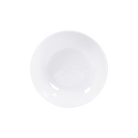 The Bernardaud Organza White Dinnerware, a plain round ceramic plate, is photographed from above on a white background—ideal for minimalist décor.