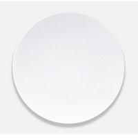 The Bernardaud Organza White Dinnerware, a round ceramic plate with a subtle textured pattern, is shown on a light gray background—ideal for minimalist interiors.