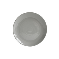 A round, light gray ceramic plate from Bernardaud's Origine Dinnerware Grey, photographed from above on a white background.