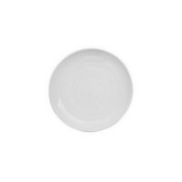 A plain, round ceramic plate from Bernardaud's Origine Dinnerware White collection is centered on a white background.