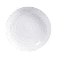 The Origine Dinnerware White plate by Bernardaud is shown from above, featuring a plain, round design in white Limoges porcelain set against a white background.
