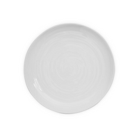 A plain, round Origine Dinnerware White plate by Bernardaud, made of Limoges porcelain, is shown from above on a white background.