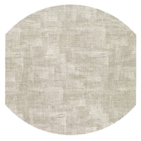 The Bodrum New Luster Elliptic Placemat Set of 4 features round, light beige textured mats with subtle tonal variations and a soft, abstract pattern. Elegant fabric and sturdy construction offer lasting beauty against a white background.