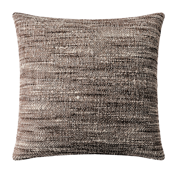The Queluz Pillow Wheat Bread 22 x 22 by Decor Fifty-Five features textured brown and beige fabric with a subtle pattern. This neutral decorative pillow adds warmth to your space and looks great against a white background.