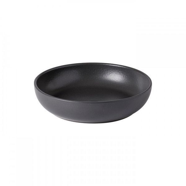 The Casafina Pacifica Dinnerware Grey is a simple, round stoneware bowl with a smooth finish. Both microwave and dishwasher safe, it’s shown on a plain white background.