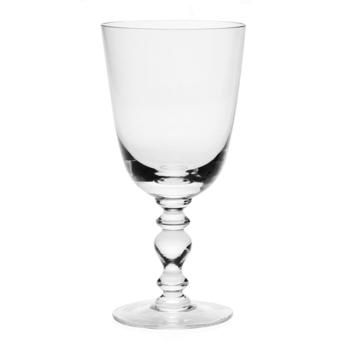 The William Yeoward Fanny Country Drinkware is a handmade crystal wine goblet with a tall, decorative stem and round base, showcased against a plain white background.