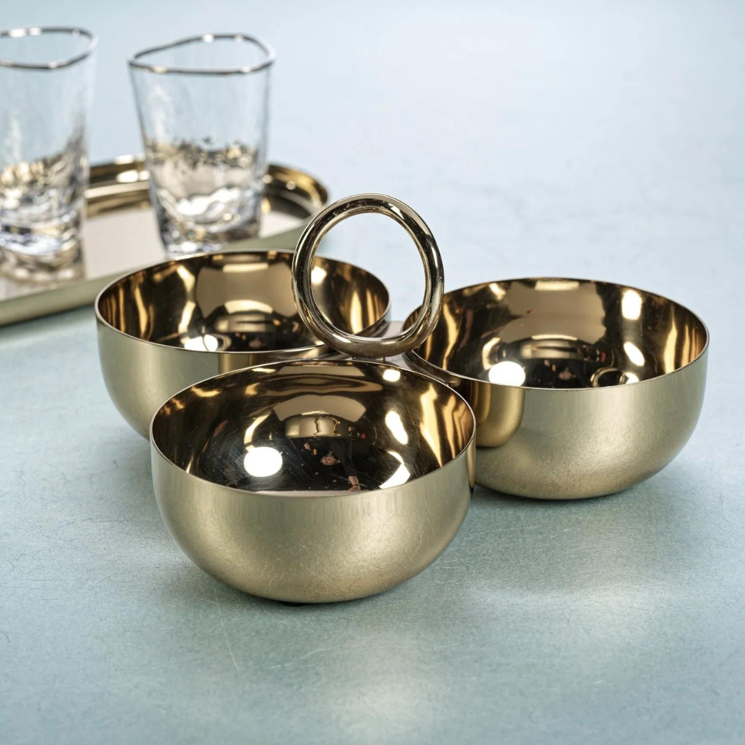 Campari 3-Section Bowl Set - Gold.