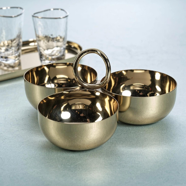 Campari 3-Section Bowl Set - Gold.