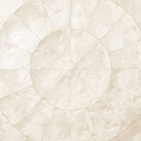 The Kim Seybert Capiz Shell Placemat Set of 4 in Natural features textured concentric circles and radial segments in off-white and cream, creating a geometric, artisanal look reminiscent of handcrafted placemats.