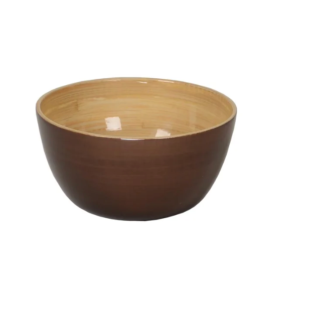 The Albert L Bamboo Classic - Mini Dip Bowl features a durable ceramic build with a glossy brown exterior and light beige interior, showcased against a white background.