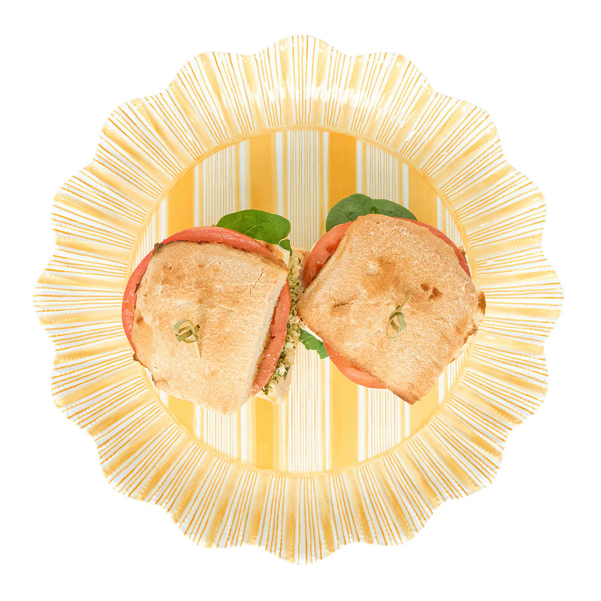 Yellow Melamine Dinner Plate on White Background