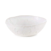 The Simon Pearce Burlington Dinnerware Cloud bowl, featuring a handcrafted, slightly irregular pinch-pot design in white ceramic, is displayed against a plain white background.