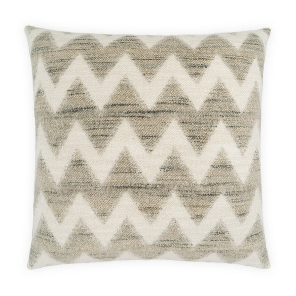 The Leonne Pillow Bisque by D.V. KAP / Canaan Company is a square decorative accent featuring soft, textured fabric with a cream and light brown chevron pattern—ideal for adding cozy, geometric style to any space.
