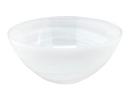 The Mariposa Swirl Alabaster Dinnerware White Set of 4 features smooth, round glass bowls—dishwasher safe and ideal for modern homes, from the elegant White Alabaster Collection.