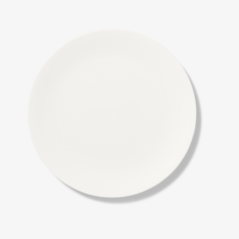 The Dibbern Dessert Plate – Pure is a plain, round white plate photographed from above against a white background with a faint shadow on the right. Microwave and dishwasher safe for everyday use.