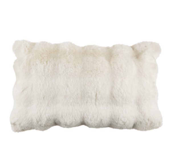 The Saro Trading Bubble Fur Pillow Ivory 12 x 20 is displayed against a plain white background, bringing plush personality and serving as a cozy accent to any space.