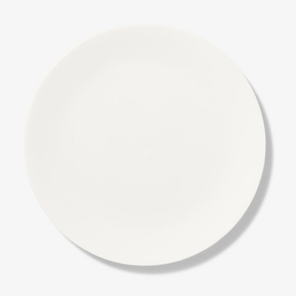 The Dibbern Dinner Plate - Pure is a plain, round white ceramic plate shown from above on a white background; this elegant dinnerware is dishwasher safe.