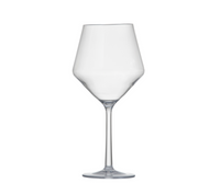 The Siesta Acrylic Glass Clear by Zwiesel Fortessa is a BPA-free, clear acrylic wine glass with an angular design, long stem, and round base, shown against a white background.