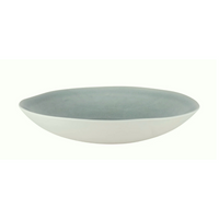 The Maguelone Cachemire Dinnerware by Jars - Rosenthal is a handmade, shallow round ceramic bowl featuring a white exterior and light gray interior, displayed against a plain white background.