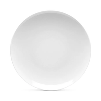 A round white ceramic plate from the Loft Everyday White Dinnerware collection by Thomas For Rosenthal, photographed from above on a white background, highlights classic dinnerware style.