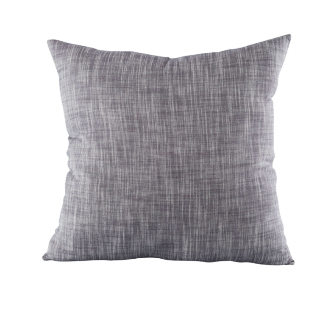 The Elk Group Tryst Pillow Grey 24 x 24 features a plump, square design with a light gray, textured woven cover. Its subtle pattern offers a modern, neutral look. Shown against a white background.